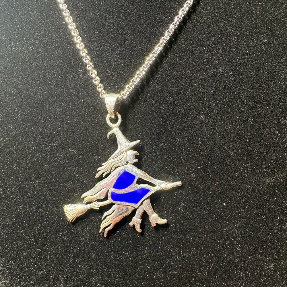 Witch On A Broomstick Pendant